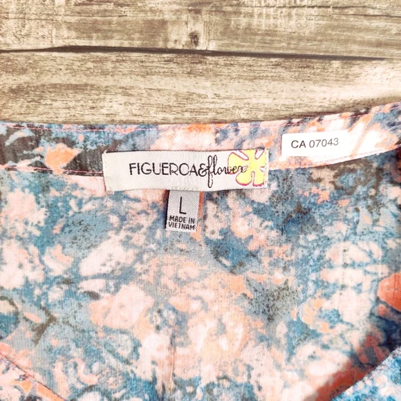 Anthropologie Figuerca & Flower Art to Wear V-Neck Sheer Blouse Animal Print L - Picture 4 of 9